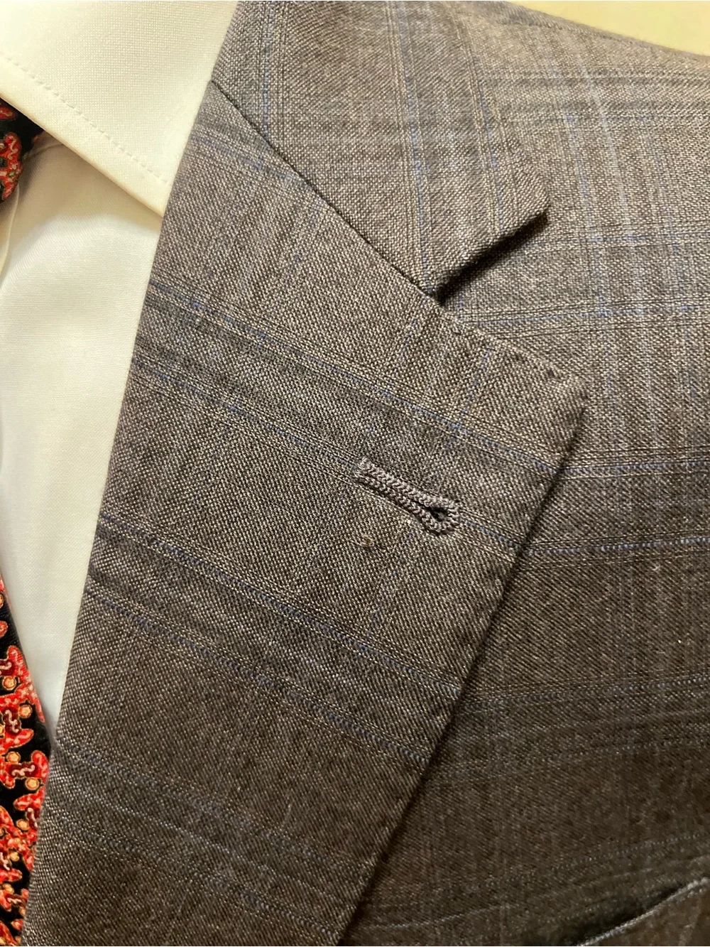 Jos A Bank Brown Plaid Blue Deco Wool Sport Coat Blazer Jacket Men 46R